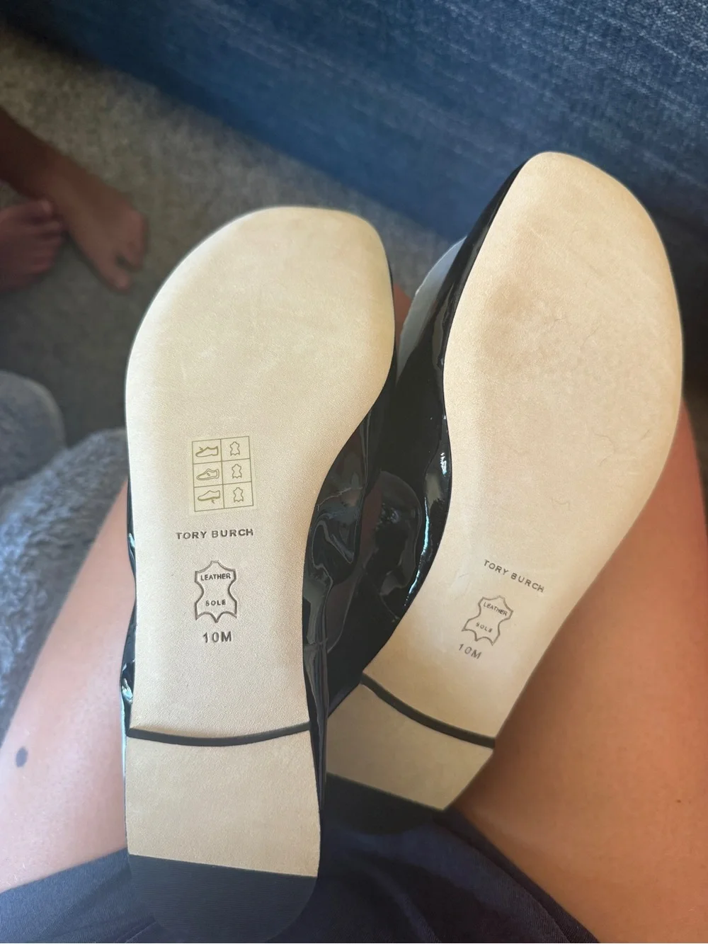 Tory Burch Black Patent Flower Ballet Flats